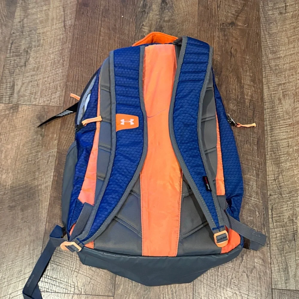 MENS UNDER ARMOUR BACKPACK ORANGE AND BLUE
